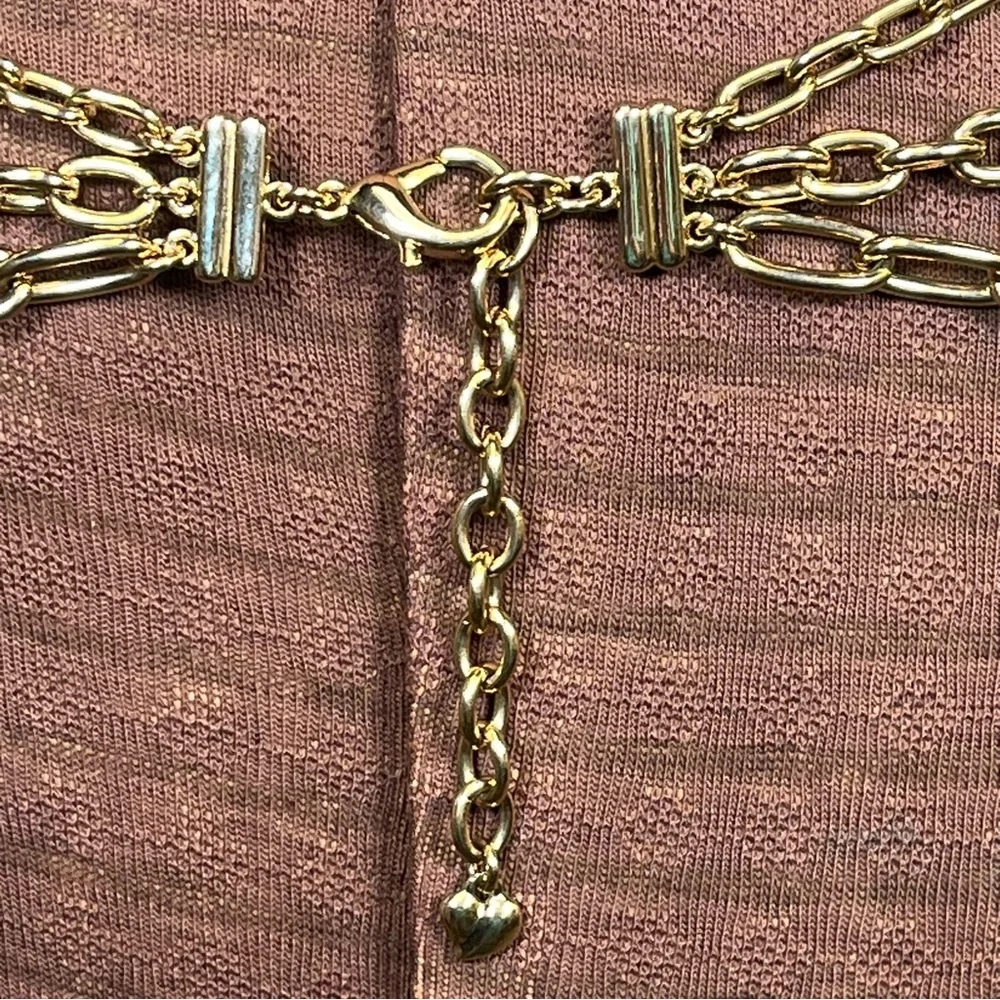 Vintage Goldtone Signed Carolee Graduated Triple Strand Chain Statement Belt